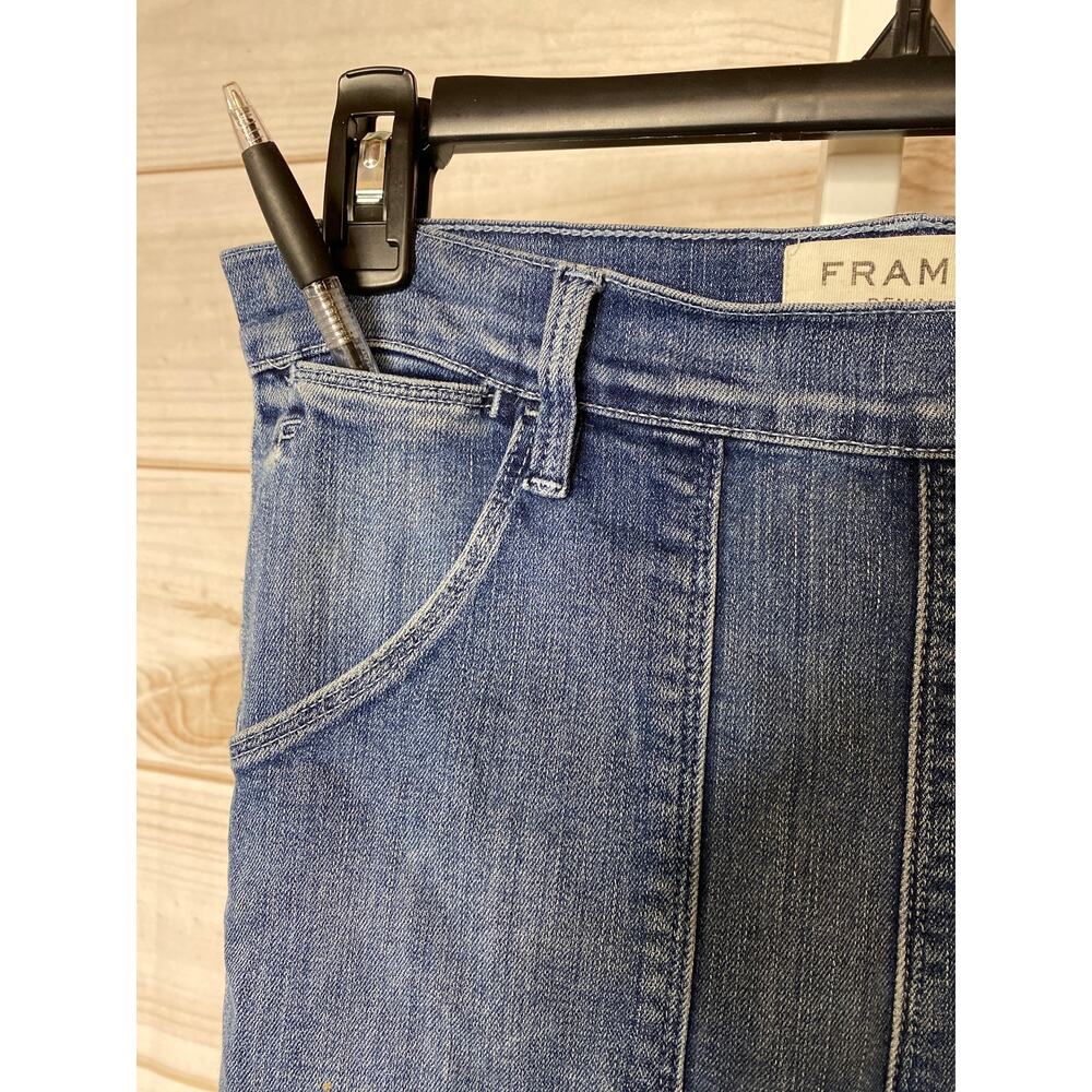 Frame Denim Le Flare de Francois High Rise Flare Jeans Blue Coated Pants Size 28 - Picture 9 of 13